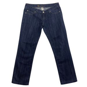 Wet Seal Jeans Womens Size 9 Blue Straight Leg Lo Rise Dark Wash Denim 28x27